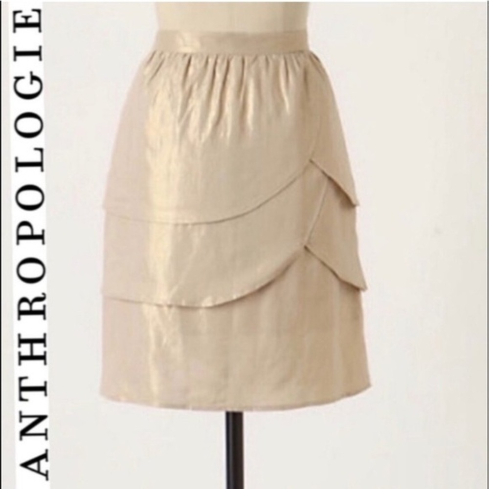 Anthropologie Cream Midi Skirt